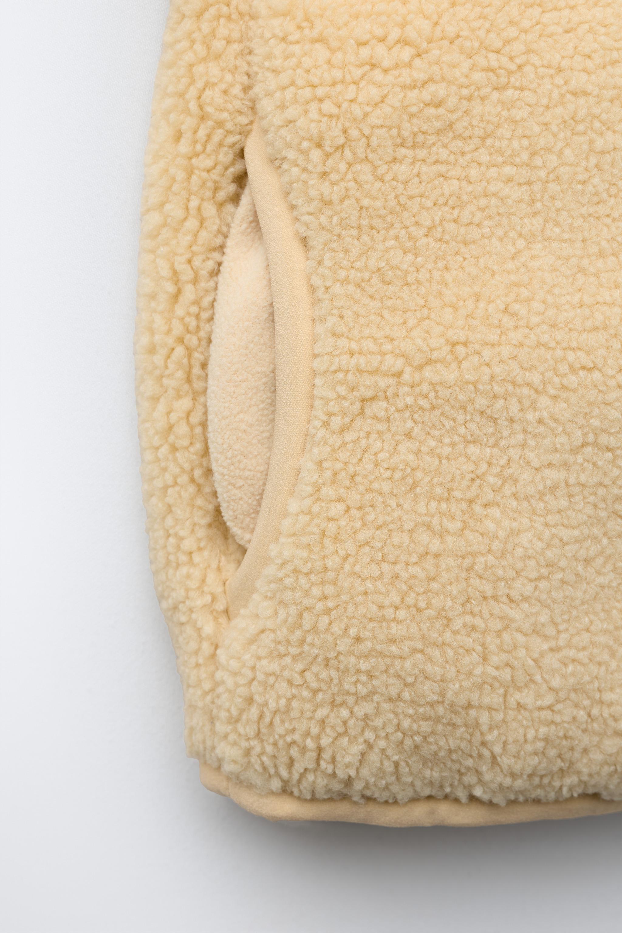 ZIP FAUX SHEARLING SWEATSHIRT